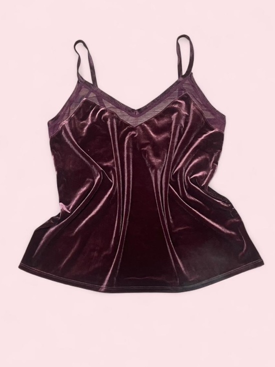 Worthington Tops - Worthington NWT Burgundy Velvet Lace Trim Spaghetti Strap Tank Top Large